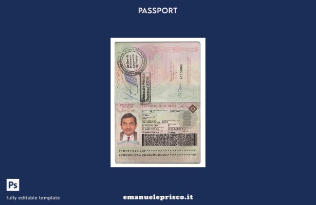 modello di passaporto del Mali in stile verificato